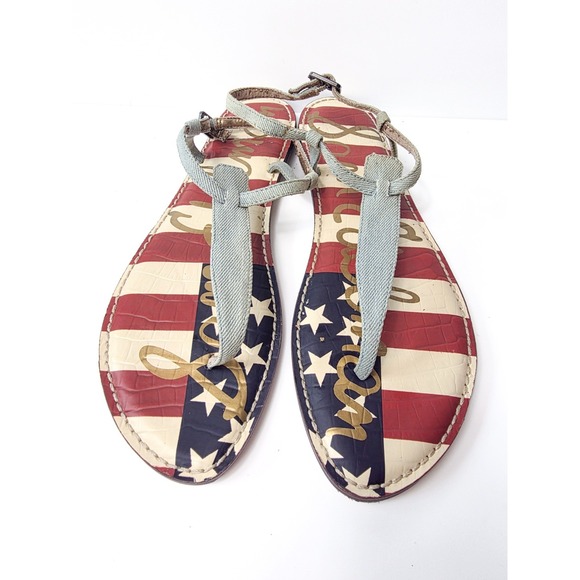 Sam Edelman Shoes - Sam Edelman American Flag GiGi Baby Blue Denim Thong Sandals USAW 11 EU 43